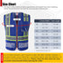 Retro-Reflection Heavy Duty Security Safety Vests, Blue Mesh with 5 Pockets, ANSI/ISEA 107-2015
