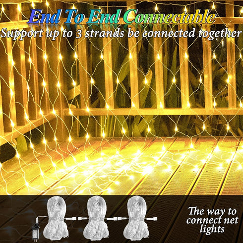 10ft 10ft 280LED 8 Lovelite x Net Lights, Gazebo Lights Outdoor Modes Timer, Waterproof Connectable Christmas Light