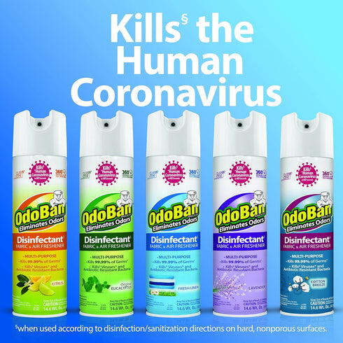 OdoBan Ready-to-Use 360-Degree Continuous Spray Disinfectant, 3 Pack, 14.6 Ounces Each, Fresh Linen Scent