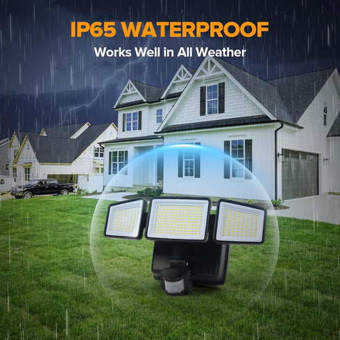 302 1800LM, IP65 3 3 UME Battery Powered Motion Sensor Outdoor Lights LED Waterproof Battery Operated Flood Lights