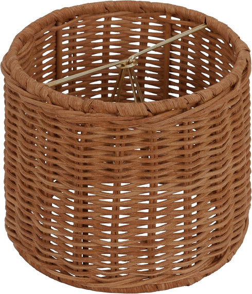 Set 2 5 Inch Bulb. 5x5x4.5 Upgradelights Wicker Chandelier of Lamp Shade Retro Drum, Clips Onto
