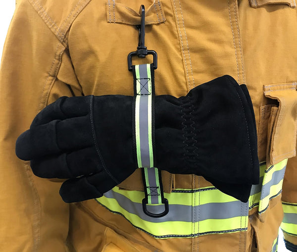 LINE2design Firefighter Glove Strap, Emergency Rescue Turnout Gear Heavy Duty Reflective Gloves Safety Leash