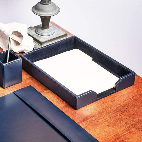 DACASSO Bonded Leather Desktop Letter Tray, Luxury Paper Organizer for Desk, Office Organization & Executive Decor,