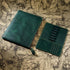 Genuine Leather Zip Pen Case - Creative 7 Slots with Removable Pen Tray Holder (Green)