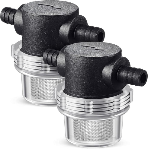1/2 Inches Water Pump Strainer for 3/8 Inches Hose Barb, Twist-On Pipe Sprayer Filter for 12V DC 80 PSI RV Marine Boat