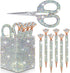 Qilery 8 Pcs Bling Desk Accessories for Valentines, Includes Bling Pen Holder, Crystal Pens, Scissors, Makeup Brush