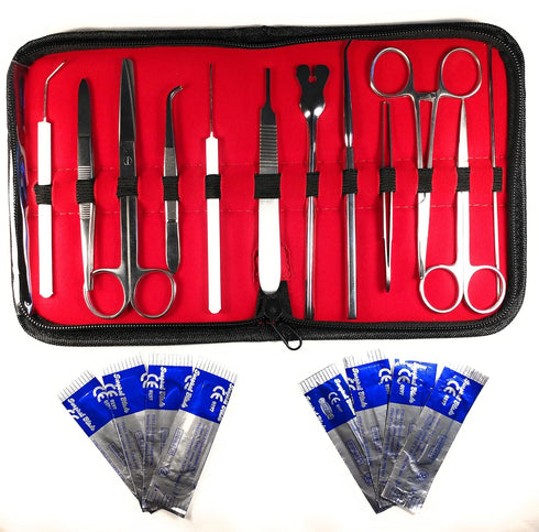 20 Pcs Advanced Stainless Steel Biology Lab Dissection Kit Set, 12 Instruments, 8 Blades