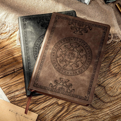 CAGIE Leather Vintage Journal for Men, Soft Cover, 180 Lay Flat Pages, 5.7'' x 8.3'', Dark Brown Writing Diary
