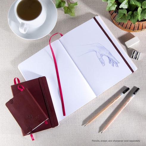 Pentalic 4" x 6" Pocket Sketchbook Traveler Journal, 160 Pages, Burgundy