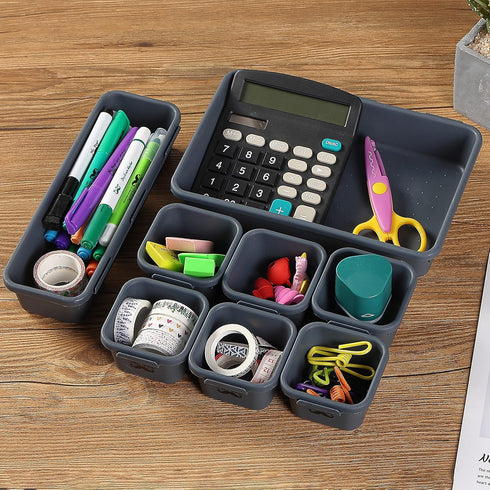 Mr. Pen Interlocking Desk Drawer Organizer, 8 pcs for Kitchen, Office, and Storage, Drawer Organizers