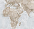 Large Map of the World, Silk Art Print World Map, Neutral Tones, 23 x 33