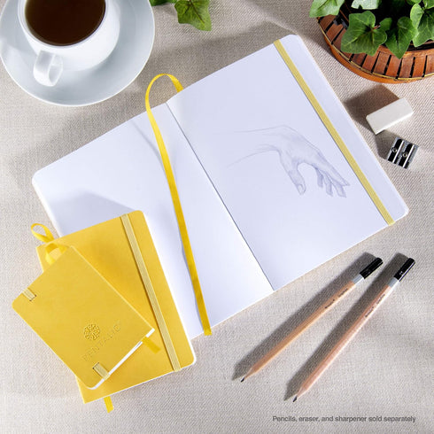 Pentalic Art Traveler Pocket Journal Sketch Book, 6" x 8", Yellow Gold