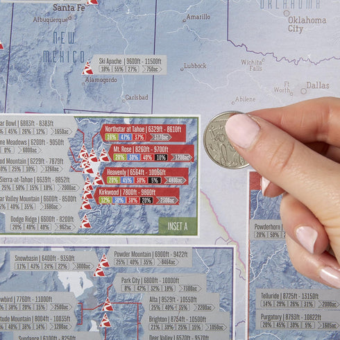 Maps International Scratch Off USA Map – Skiing Print, 17 x 22 Inches