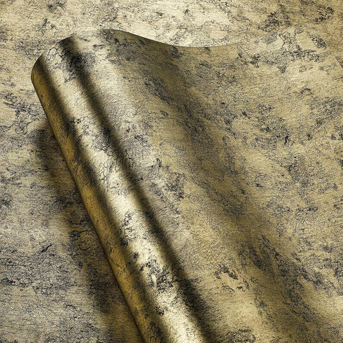 15.8"x80" LACHEERY Brushed Black Gold Stainless Steel Contact Paper for Appliances Black and Gold Metallic Wallpaper