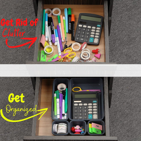 Mr. Pen Interlocking Desk Drawer Organizer, 8 pcs for Kitchen, Office, and Storage, Drawer Organizers