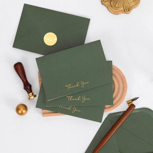 50 Pack Crisky Green Thank You Cards with Envelopes & Stickers Bridal Shower Graduation Thank You Cards Small Business