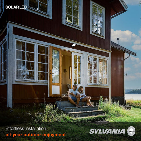 SYLVANIA Solar Flood Light Luminaire with Daylight Sensor, LED and Battery Included, 5000K, Black Finish - 1 Pack