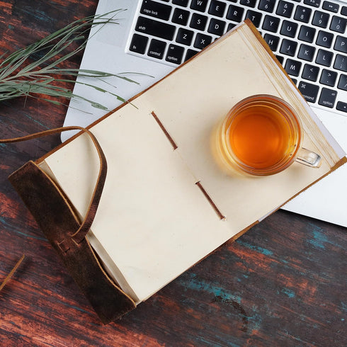 7"X5", 220 LEATHER VILLAGE Leather Bound Journal - Rustic Brown, Pages - Vintage Blank Paper Diary for Writing