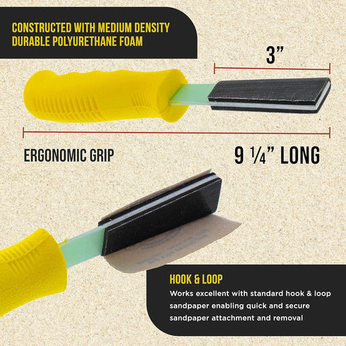 Dura-Gold Sanding Stick Kit with 40 Sheet Sandpaper, Yellow Flat Ergo Handle Starter Kit