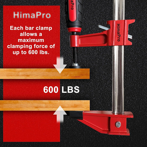 12 Inch Set, 4 Pack 600 lbs HimaPro Bar Clamp Load Limit Medium Duty Quick Release Steel F Clamp, Ideal