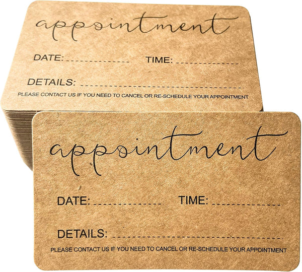RXBC2011 Appointment Reminder Cards Kraft for Beauty, Makeup, Hair, Nail Salon, Barber Shop, Pack of 100