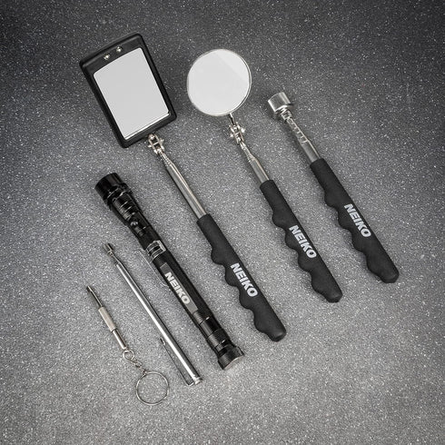 NEIKO 20736A 6 Piece Set, Magnetic Tool & Telescoping Mirror Set, Adjustable Pickup Tool for Mechanic