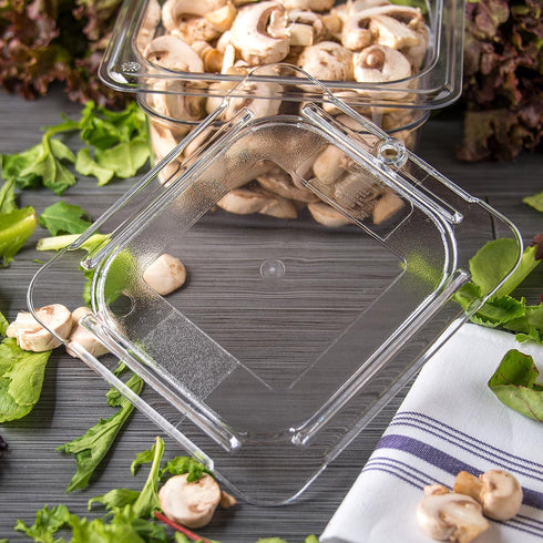 Carlisle FoodService Products Clear Polycarbonate 1/6 Size Universal Flat Food Pan Lid for Catering and Buffets