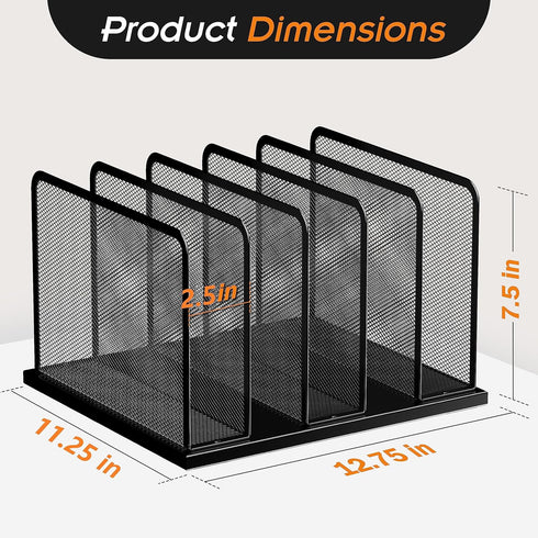 Kuntine.B 2 Pack Desk File Organizer, 5 Upright Mesh Desktop Sorter for Home, Office, and Classroom