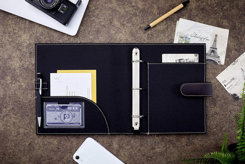 It's Academic Mini Executive Leather Portfolio Folder, 1" Ring Binder, 250-Sheet Capacity, Dark Brown