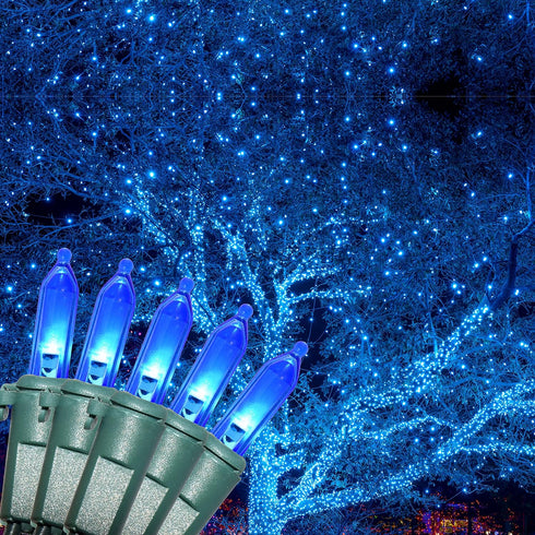 100 Count 26.9 Holiday Essence Blue LED Xmas String Light Green Wire Ft Incandescent Hanukkah Traditional Light