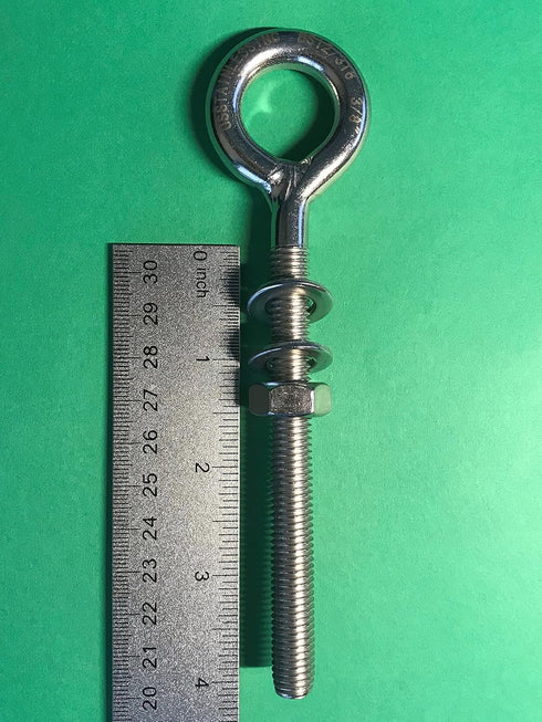 US STAINLESS 2 Pieces Stainless Steel 316 M10 Eye Bolt, 10mm x 100mm, Marine Grade