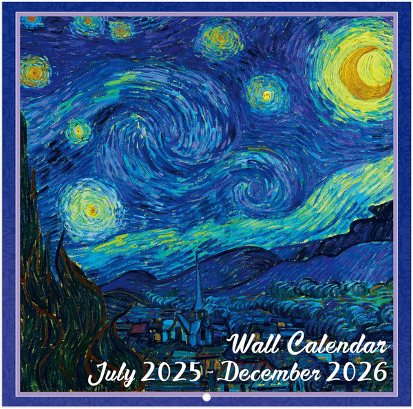 Wall Calendar 2025-2026, 18-Month Monthly Calendar from Jul. 2025 - Dec. 2026, 12" x 24" (Art Paintings)