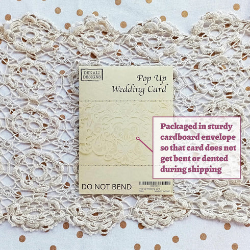 Dekali Designs Wedding Pop Up Card for Couples - Christian Card with Envelope and Bible Verse About Love (White - 5x7