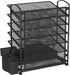 Simple Houseware 6 Tier Desk Document File Tray Organizer with Supplies Sliding Drawer, Black