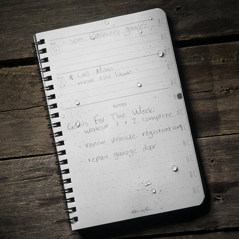 Rite in the Rain All-Weather Weekly Planner, Undated, Side-Spiral 4-5/8" x 7" (No. P52), Black