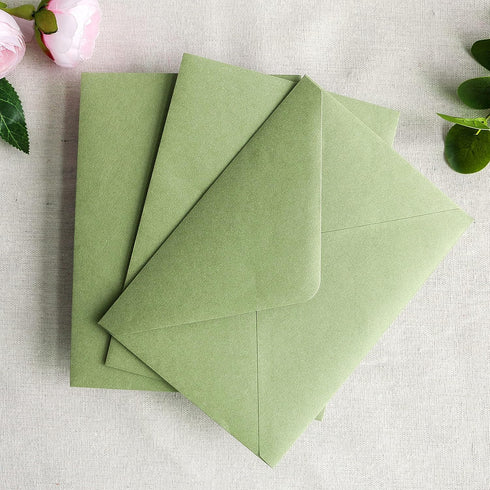 PONATIA 50 PCS/Pack Sage Green A7 Envelopes, 5.35 x 7.5'' for 5 x 7'' Wedding Invitation Cards, Graduation Invite,