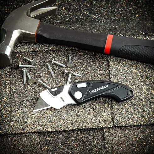 Sheffield 1282 Folding Lock Back Utility Knife, Compact Box Cutter