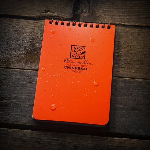 Rite in the Rain Weatherproof Top Spiral Notebook, 4" x 6", Orange Cover, Universal Pattern, 6 Pack