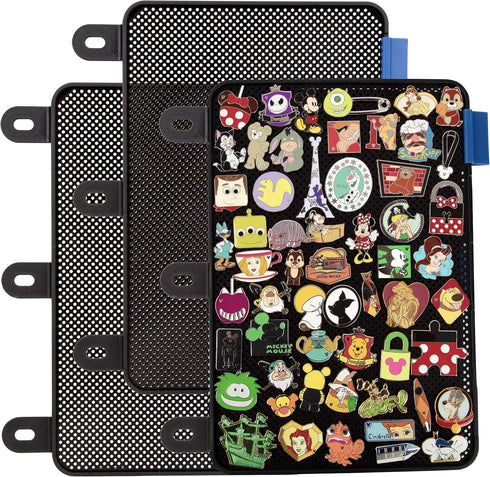 SCS Direct Enamel Pin Display Pages (3 PK) - Trade Your Disney Collectible Pins, Lay Flat with Pinbacks, Black