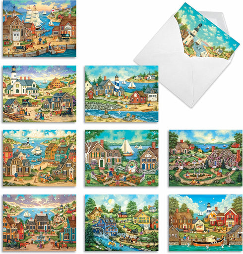 The Best Card Company - 10 Blank Note Cards Boxed (4 x 5.12 Inch) - Architecture, Assorted All Occasion Cards