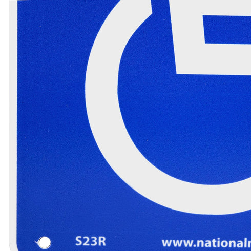 NMC S23R Office Sign, Handicapped Graphic, 7" x 7", Rigid Plastic, White on Blue