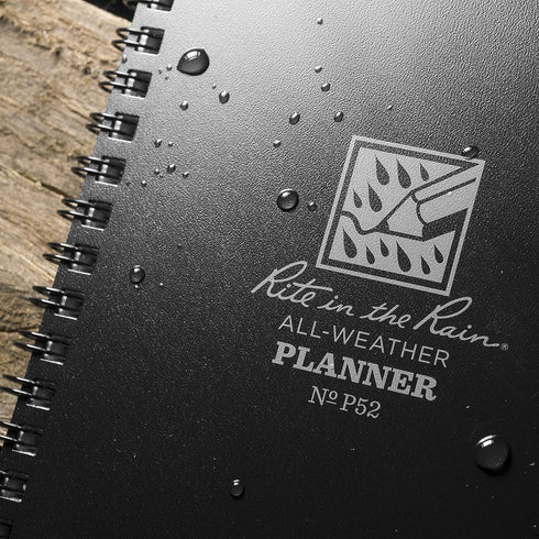 Rite in the Rain All-Weather Weekly Planner, Undated, Side-Spiral 4-5/8" x 7" (No. P52), Black