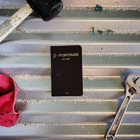 Portage Small Blank Notebook, Black, 3.5 x 5.5 Inches, 64 Pages, Pocket Notebook Journal, Pack of 6
