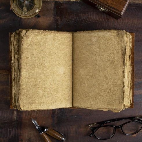 Vintage Leather Journal, Handmade Antique Leatherbound Sketchbook, Deckle Edge Paper, Thick Journal