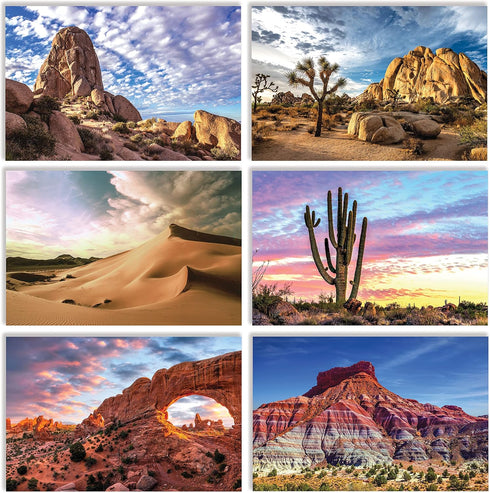 Better Office Products 50 Pack All Occasion Greeting Cards, Assorted Desert Landscape Note Cards with Envelopes