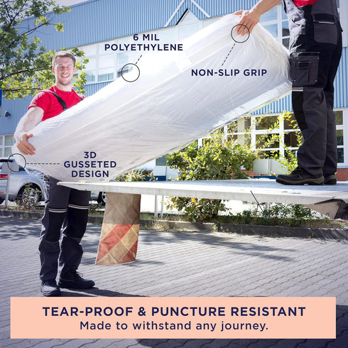 Ultrablock Mattress Bags for Moving or Storage, Extra Thick Full Size 6 Mil Reusable Plastic Cover, Tear Resistant