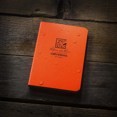 rite in the rain Weatherproof Pocket Notebook, 3.5" x 5", Orange Cover, Universal Pattern (No. OR54)