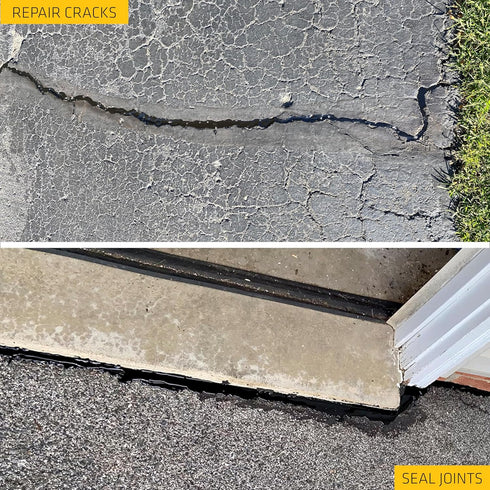 Sikaflex-410 Black Asphalt Sealant, Self-Leveling Hybrid Sealant for Filling Cracks, 9 fl. oz. Cartridge for Driveways,