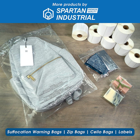 Spartan Industrial 2 Mil Clear Reclosable Zip Plastic Poly Bags, 9” X 12” (500 Count) with Resealable Lock Seal