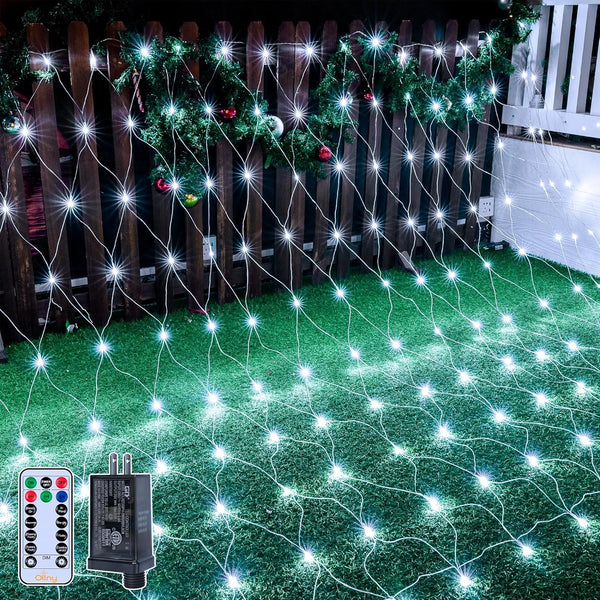 Ollny Net Lights Outdoor Mesh Lights IP67 Waterproof, 210LED 10x7ft Cool White